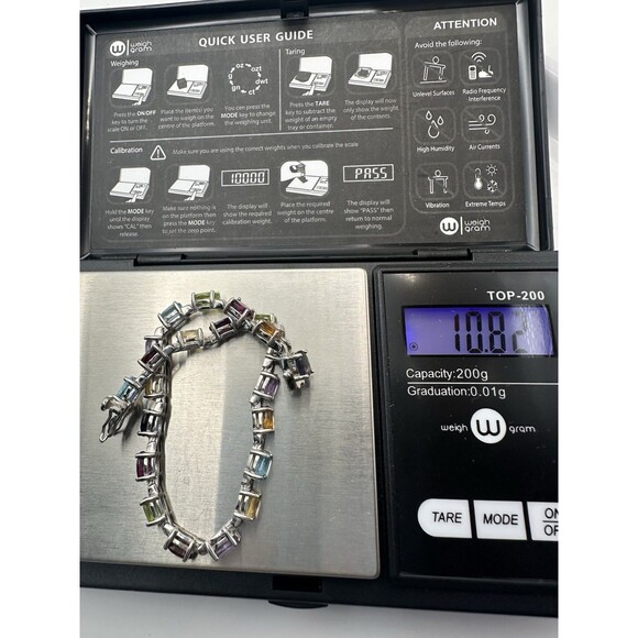 Multi Gemstone Tennis Bracelet Sterling Silver Kay Jewelers 7.25” - Picture 11 of 12